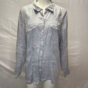 J Jill Linen Button Up Long Sleeve Shirt